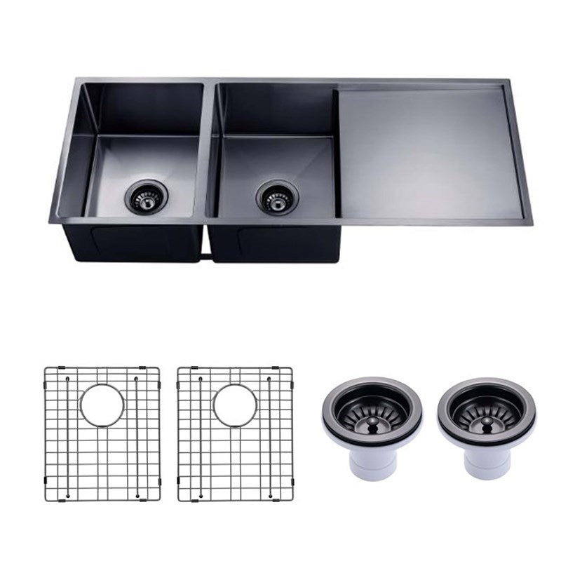 1160x460x230mm Gunmetal Stainless Steel PVD Double Bowl Kitchen Sink