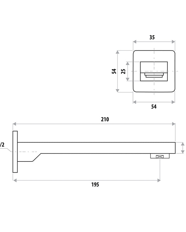 The GABE 200mm Bath Spout - Matte Black