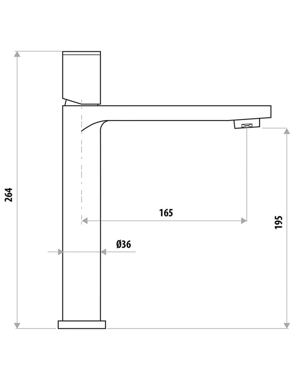 The GABE Hi-Rise Basin Mixer - Matte Black with Chrome handle