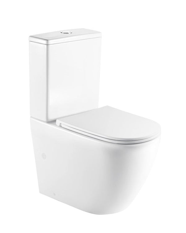 HANI 665*360*845mm Gloss White Rimless Flushing Back to Wall Two-piece Toilet Suite