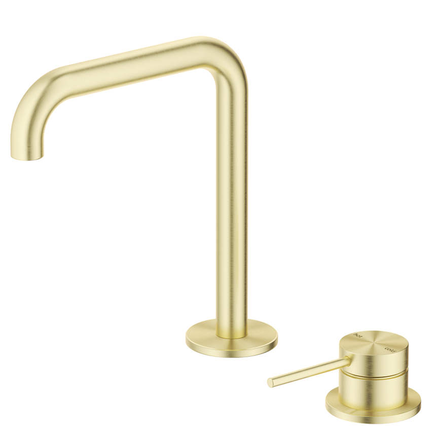 Mica Soft-Square Hob Basin Mixer Set French Gold