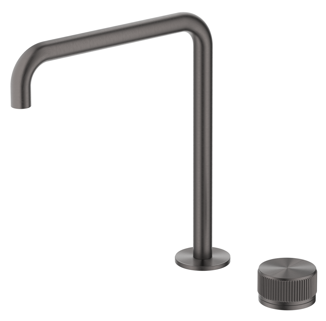 Mica Fluted Soft-Square Hob Sink/Basin Mixer Set Gunmetal