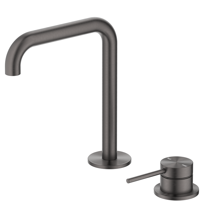 Mica Soft-Square Hob Basin Mixer Set Gunmetal