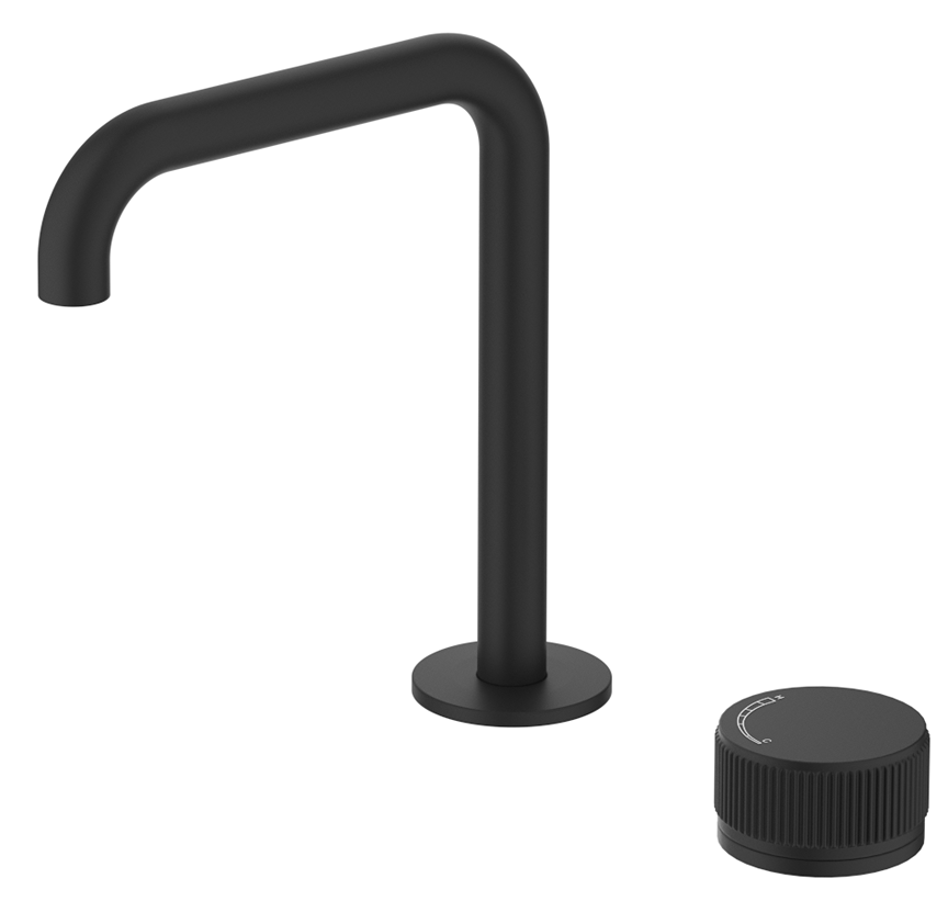 Mica Fluted Soft-Square Hob Basin Mixer Set Black