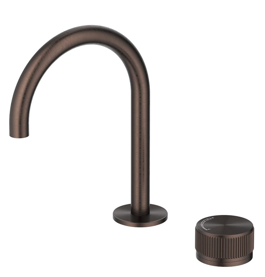 Mica Fluted Gooseneck Hob Basin Mixer Set Dusk Bronze