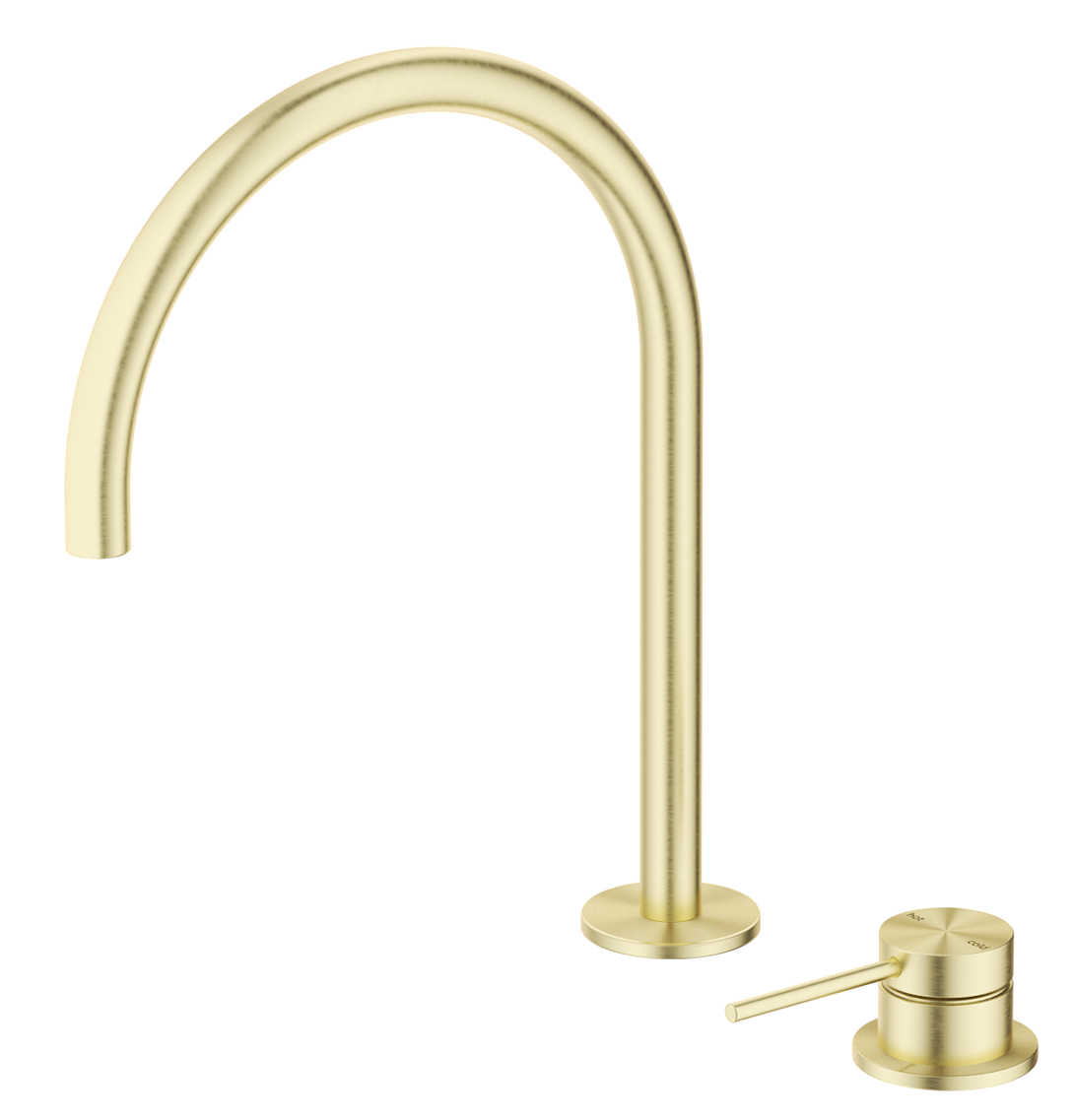 Mica Gooseneck Hob Sink/Basin Mixer Set French Gold