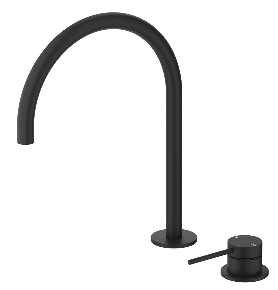 Mica Gooseneck Hob Sink/Basin Mixer Set Black