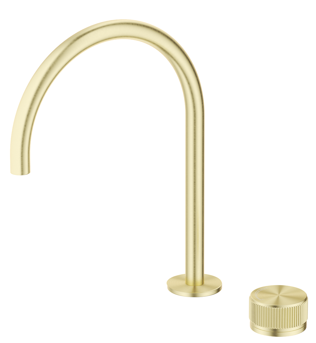 Mica Fluted Gooseneck Hob Sink/Basin Mixer Set French Gold