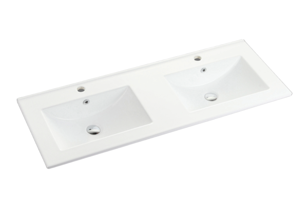 Less 1200mm Gloss White Double Bowl Freestanding Vanity with Ceramic Top