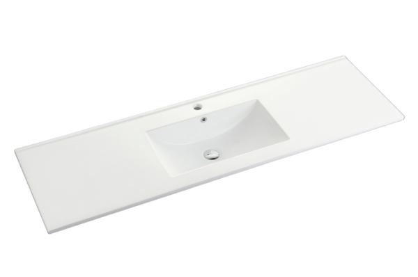 Less 1500mm Gloss White Freestanding Vanity with Ceramic Top