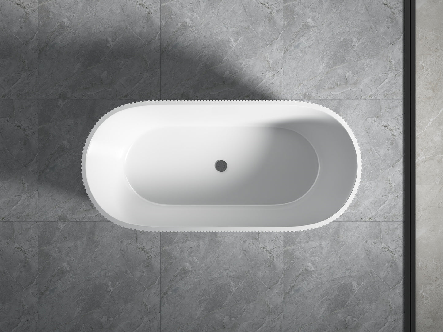 Agena Fluted Acrylic Free-Standing Bath with Overflow