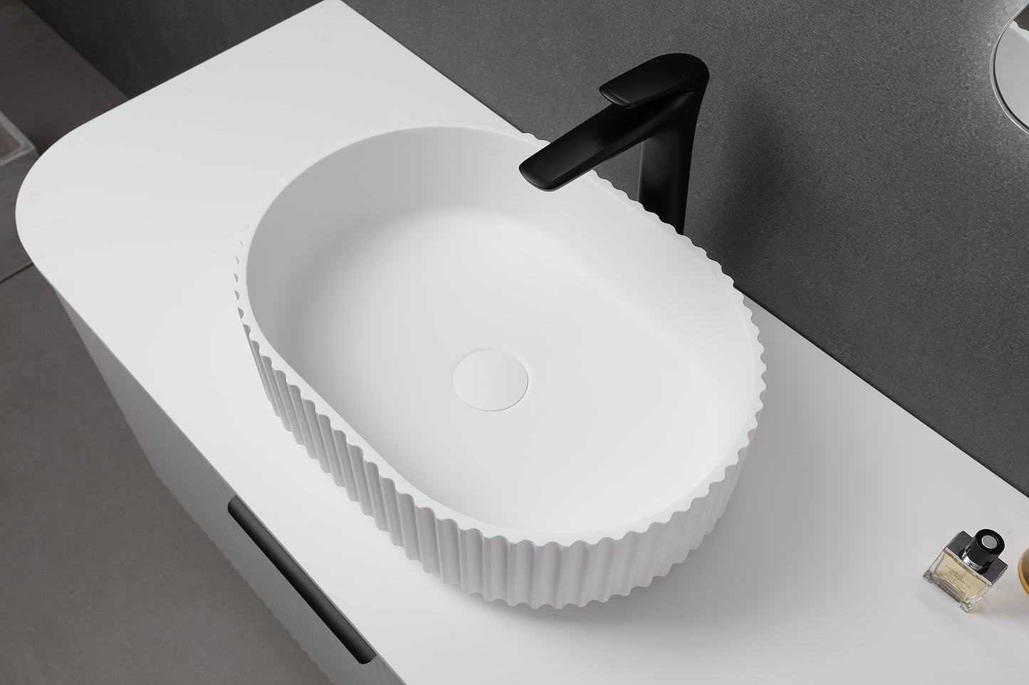 Ellips Fluted Solid Surface Above Counter Basin LK-SOA4834