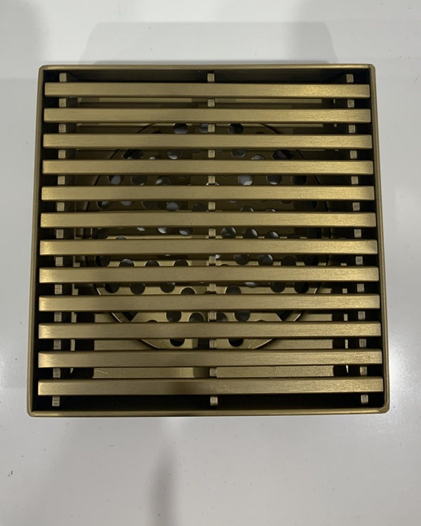 115x115x30mm Brushed Brass Grill Floor Drain