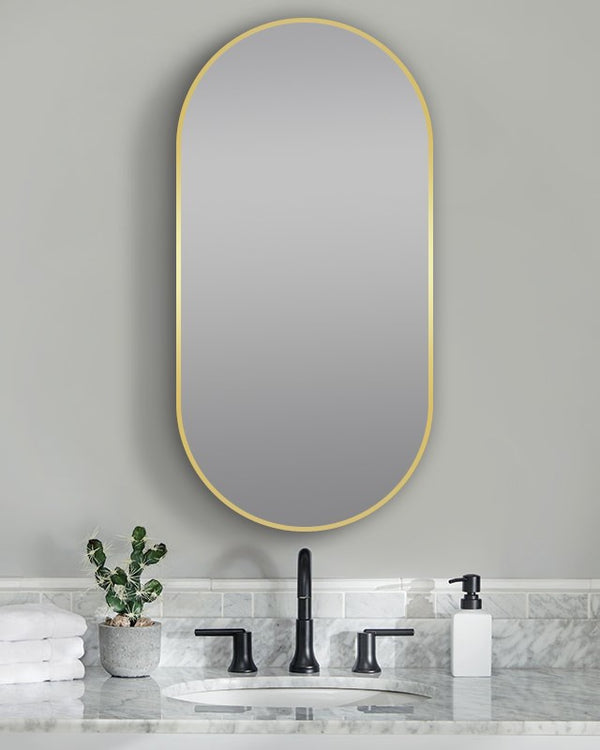 500x1000mm Matte Brushed Gold Framed Mirror