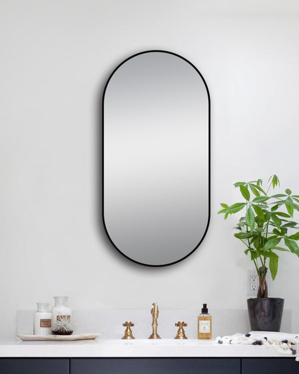 500x1000mm Matte Black Framed Mirror