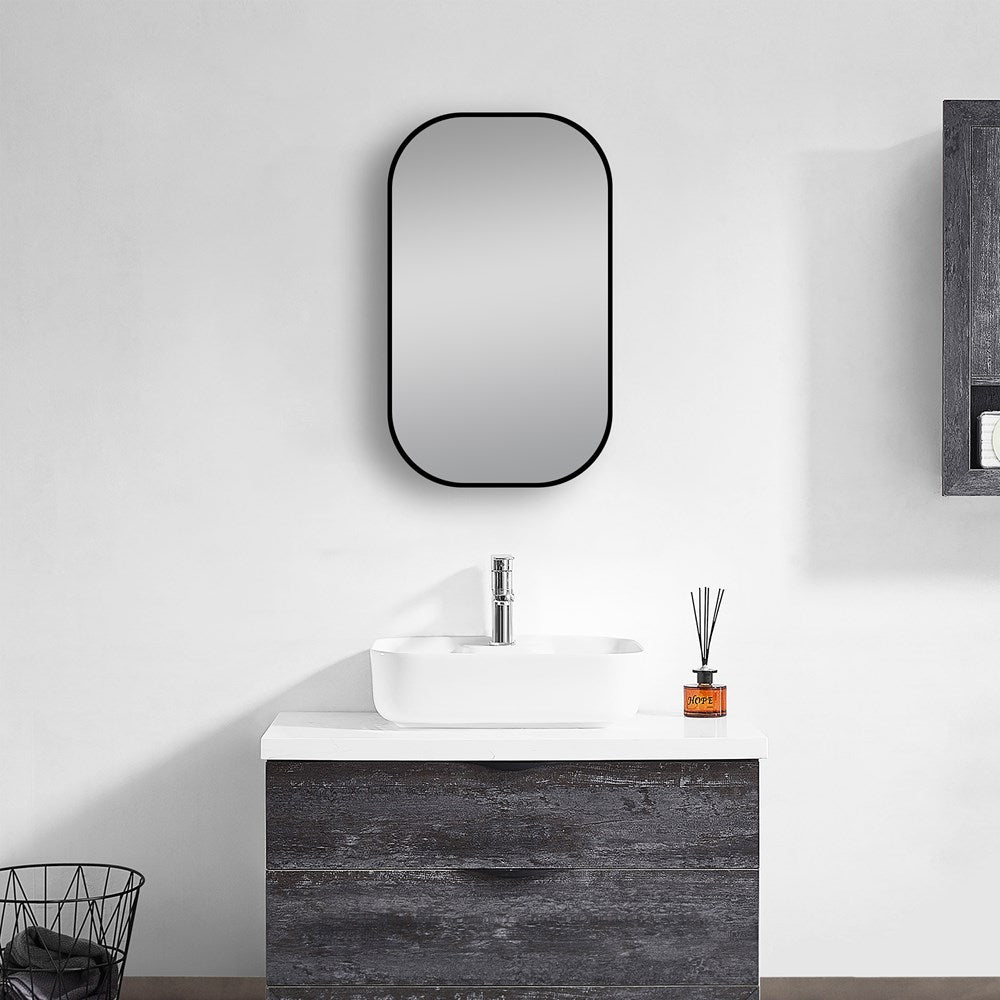 600x900mm Matte Black Framed Mirror