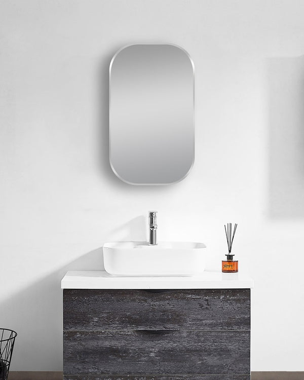450x750mm Matte Brushed Nickel Framed Mirror