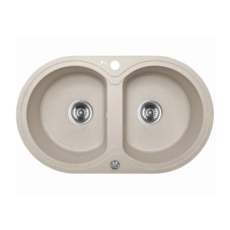 470x780x204mm Beige Granite Double Bowl Kitchen Sink