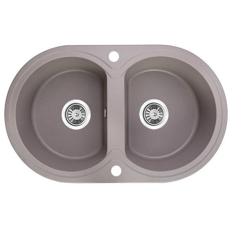 470x780x204mm Grey Granite Double Bowl Kitchen Sink