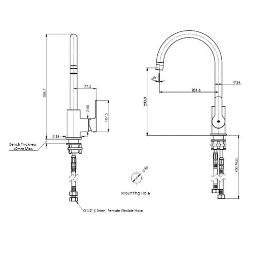 Astro II Gooseneck Sink Mixer - Chrome