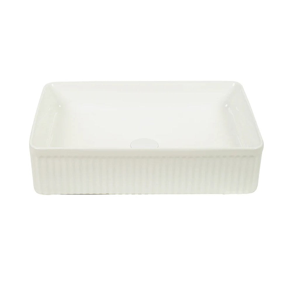 500*340*130mm Gloss White with Fluted Design Above Counter Basin(32mm Nonoverflow)