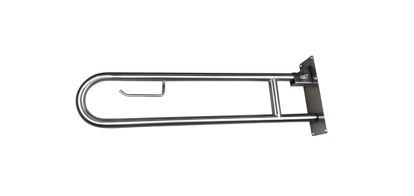 Bradley Australia MAPS Drop Down Satin SS Grab Rail with Toilet Roll Holder MAP-1031