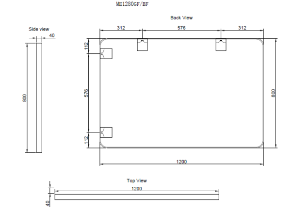 1200 x 800 x 45mm Brushed Nickel Frame without LED