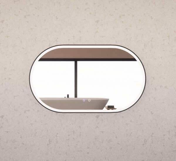 1200 x 700 x 45mm Black Frame LED Mirror