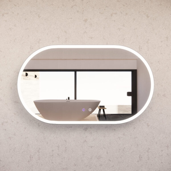 1200 x 700 x 45mm Brushed Nickel Frame LED Mirror