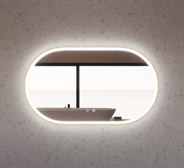 1200 x 700 x 45mm Gold Frame LED Mirror