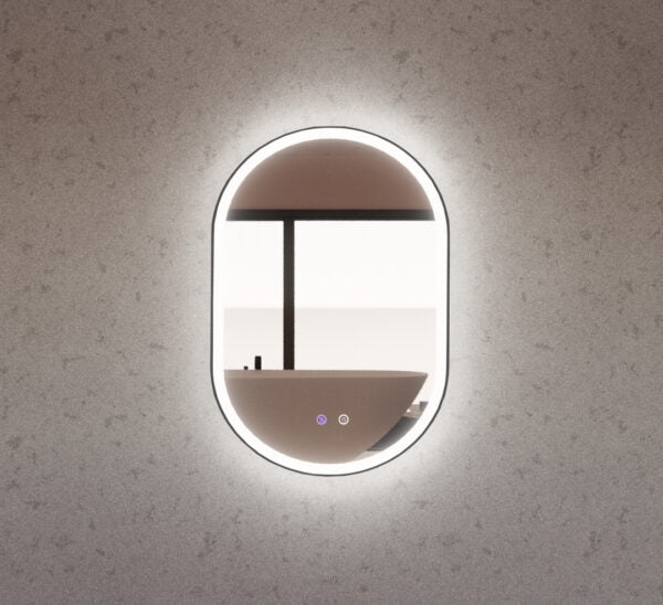 600 x 900 x 45mm Black Frame LED Mirror