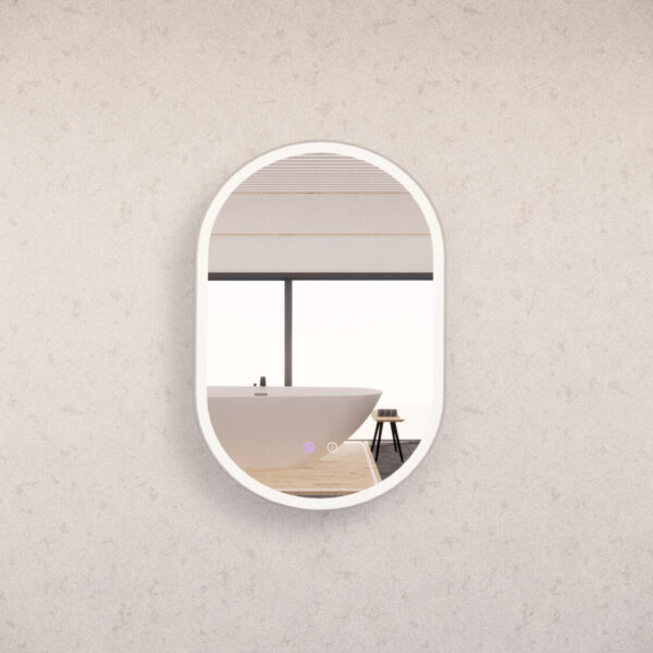 600 x 900 x 45mm Brushed Nickel Frame LED Mirror