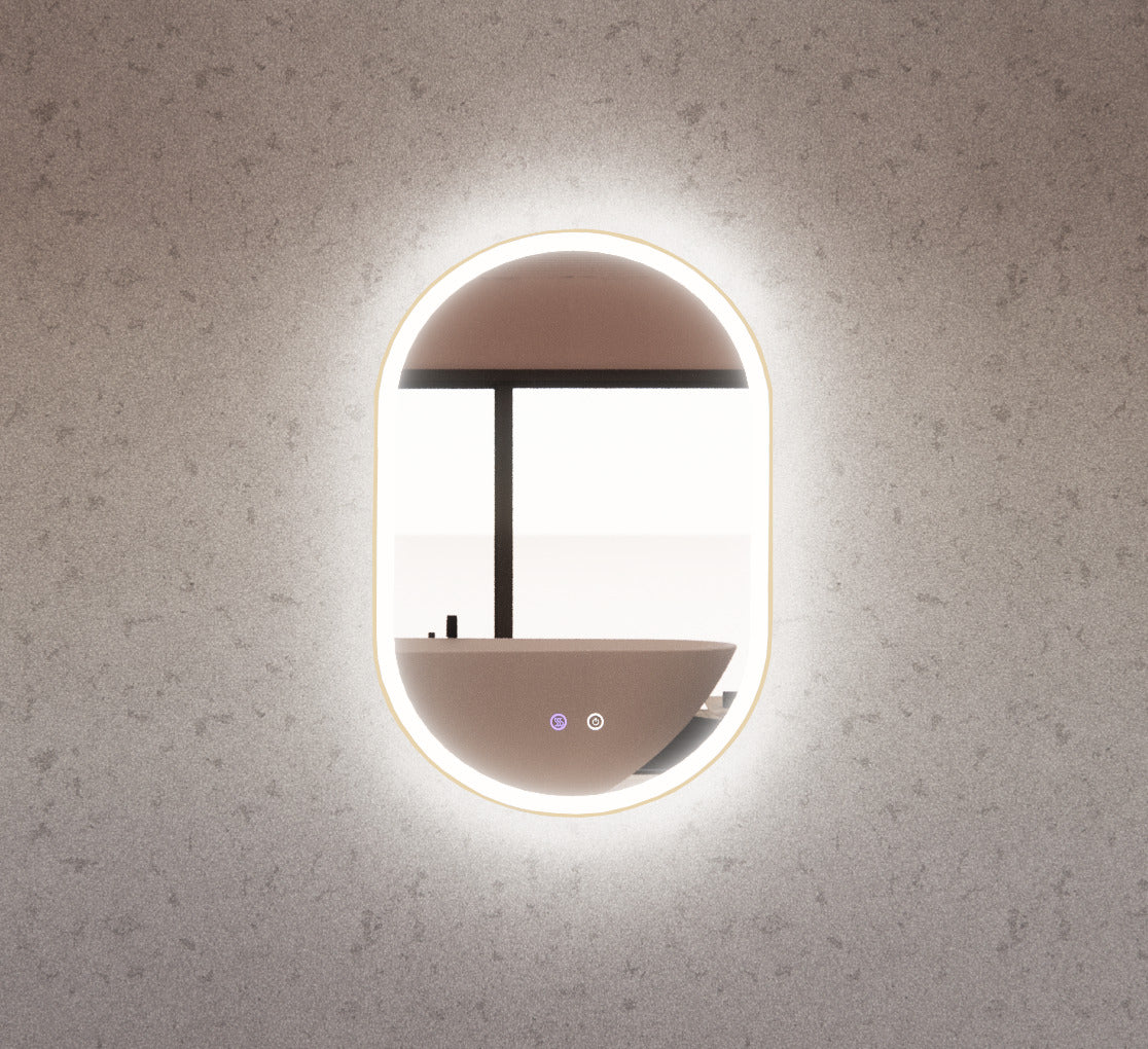 600 x 900 x 45mm Gold Frame LED Mirror