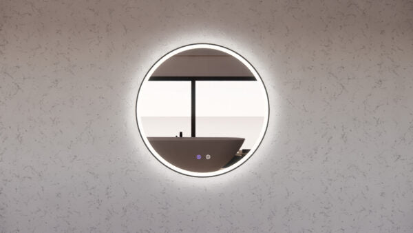 800 x 800 x 45mm Black Frame LED Mirror