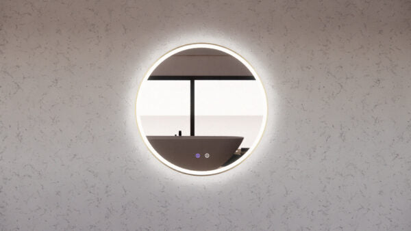 800 x 800 x 45mm Gold Frame LED Mirror