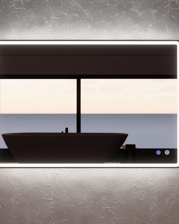 1200 x 800 x 45mm Black Frame LED Mirror