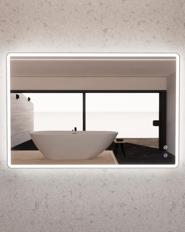 1200 x 800 x 45mm Brushed Nickel Frame LED Mirror