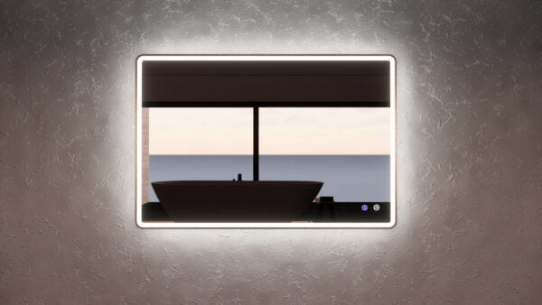 900 x 750 x 45mm Gold Frame LED Mirror