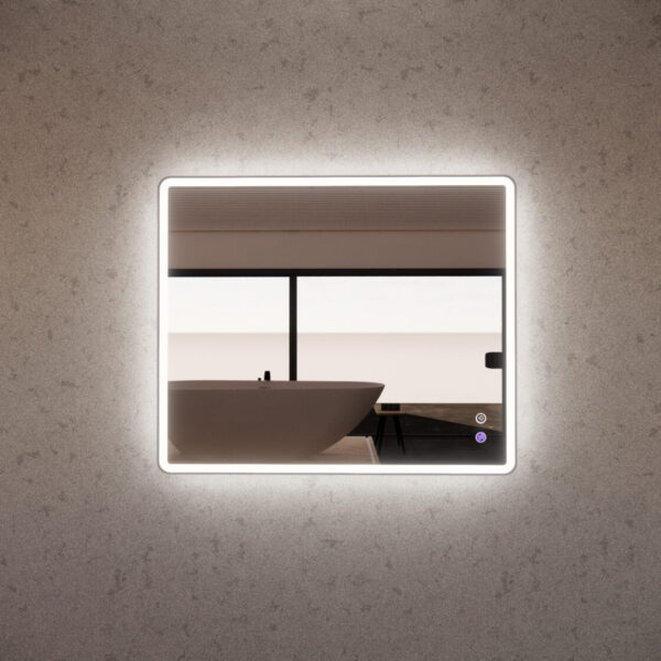 900 x 750 x 45mm Brushed Nickel Frame LED Mirror