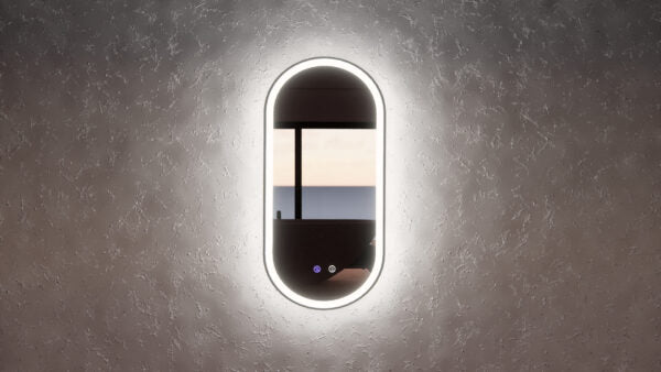 450 x 900 x 45mm Black Frame LED Mirror