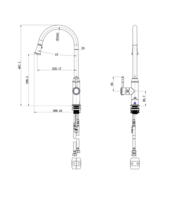 Montpellier Pull-Out Kitchen Mixer - Brushed Bronze