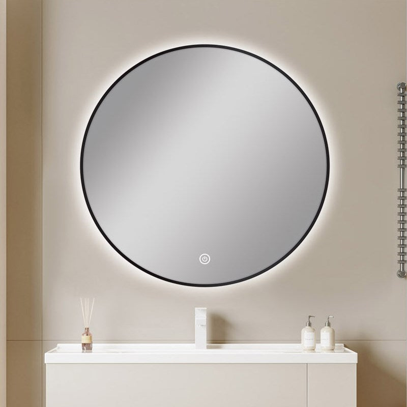 750mm Carysil Round 3 Color Lighting Black Framed LED Mirror Touch Sensor Switch Defogger Pad