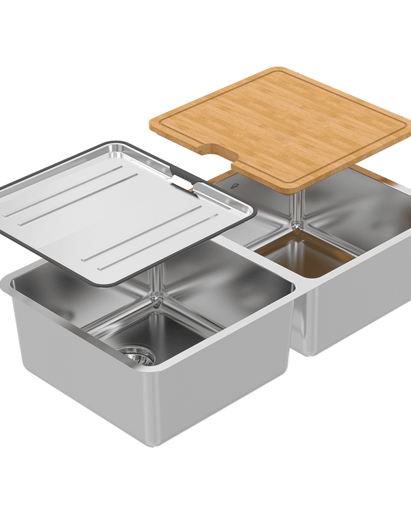 LAGO DBL BOWL & D/TRAY & CUT BRD