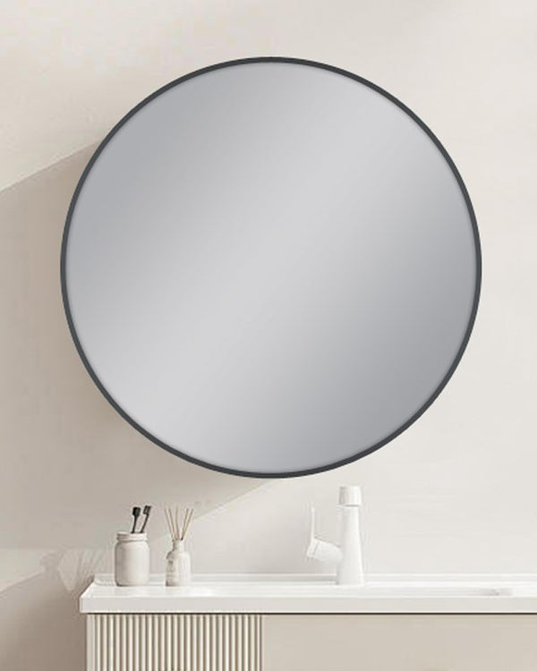 800mm Carysil Round Gun Metal Grey Framed Mirror