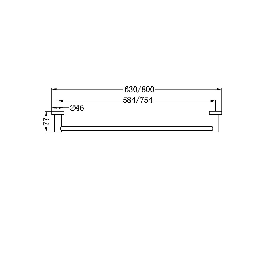 MECCA SINGLE TOWEL RAIL 600MM GUN METAL