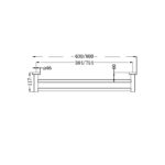 MECCA DOUBLE TOWEL RAIL 600MM BRUSHED NICKEL