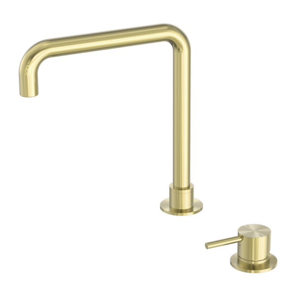 MECCA HOB BASIN MIXER SQUARE SWIVEL SPOUT BRUSHED GOLD
