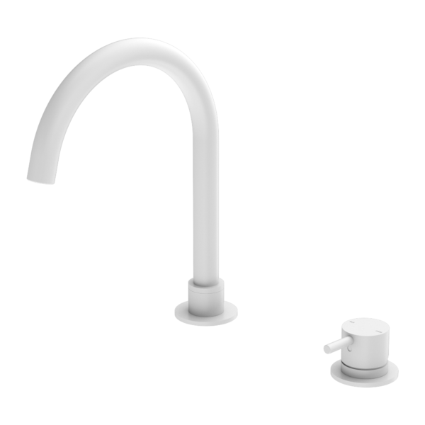 MECCA HOB BASIN MIXER ROUND SWIVEL SPOUT MATTE WHITE