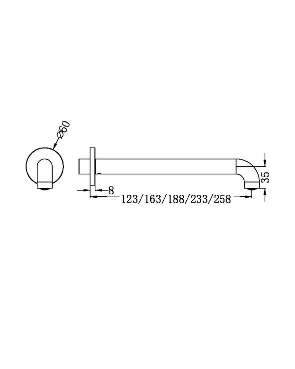 MECCA BASIN/BATH SPOUT ONLY 230MM BRUSHED BRONZE