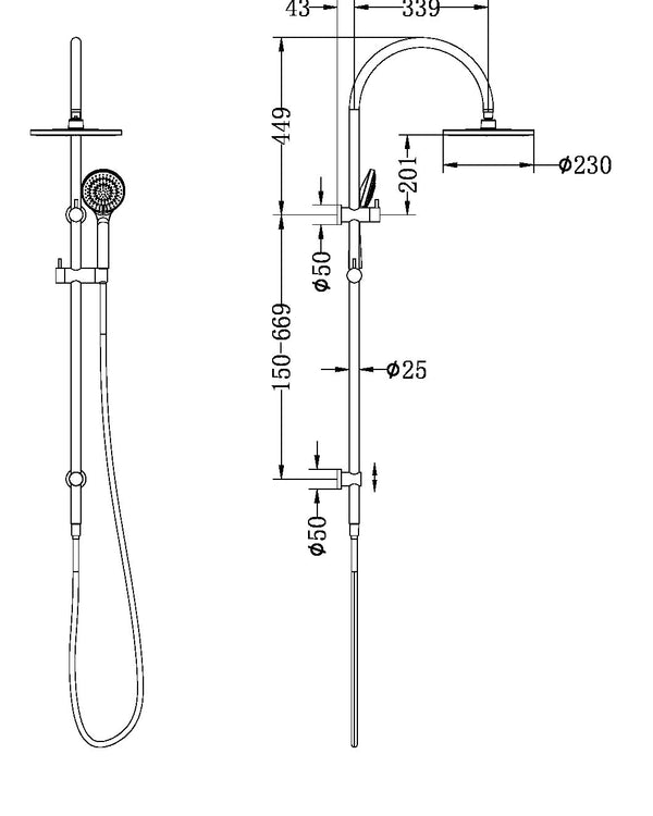 MECCA TWIN SHOWER WITH AIR SHOWER BRUSHED NICKEL